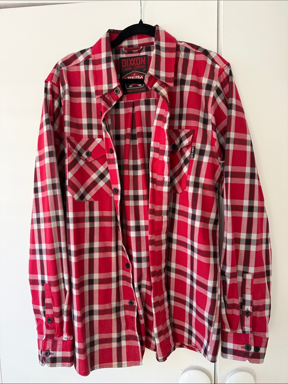 DIXXON Red and White Fire Resistant Button Down Flannel